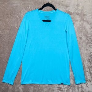 Patagonia Capilene Daily Baselayer Top Women's Large V-Neck Long Sleeve Blue